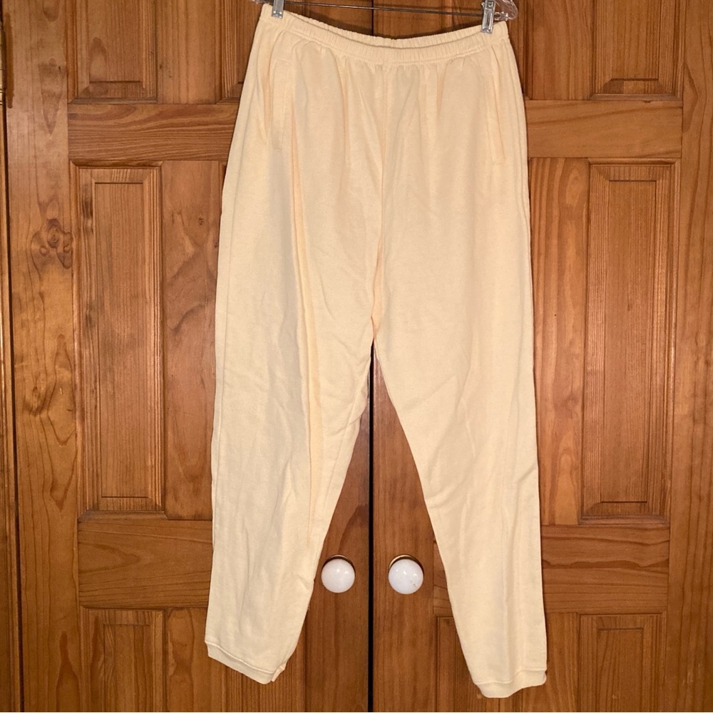 NWOT Blair Vintage 90s Pull On Fleece Pants Elastic Waist Yellow L Large
